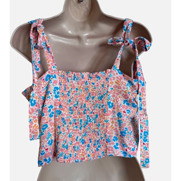 BP Nordstroms Smock Back Print Tank Top Tie Shoulder Straps NWOT - Picture 4 of 8